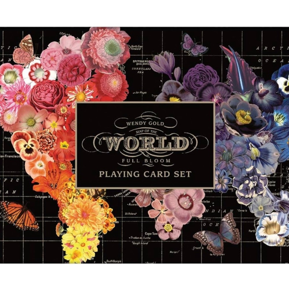 Wendy Gold Map of the World Playing Card Set Full Bloom Galison